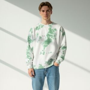 NHIM Green White Tie Dye Faith Sweatshirt S